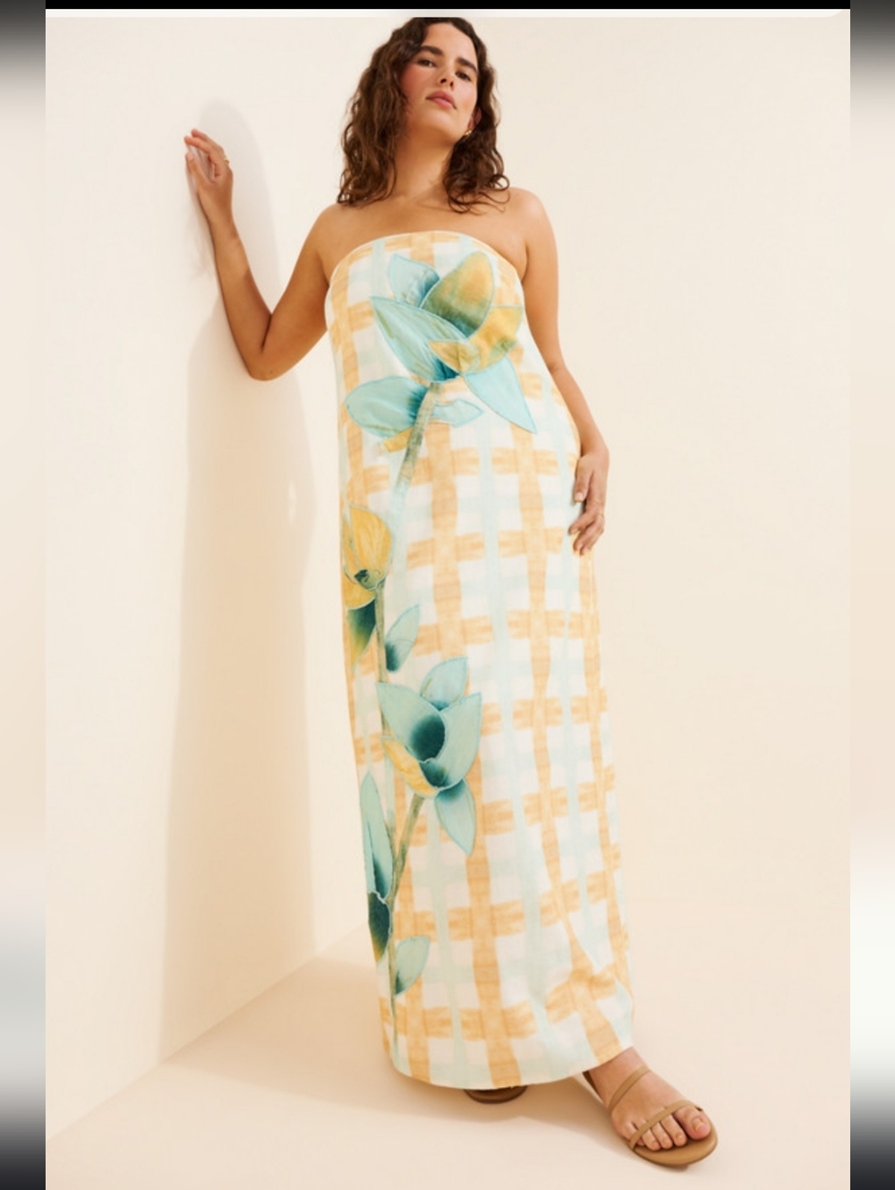 Anthropologie Sleeveless Maxi Dress with Blue Floral Print - Picture 5 of 8